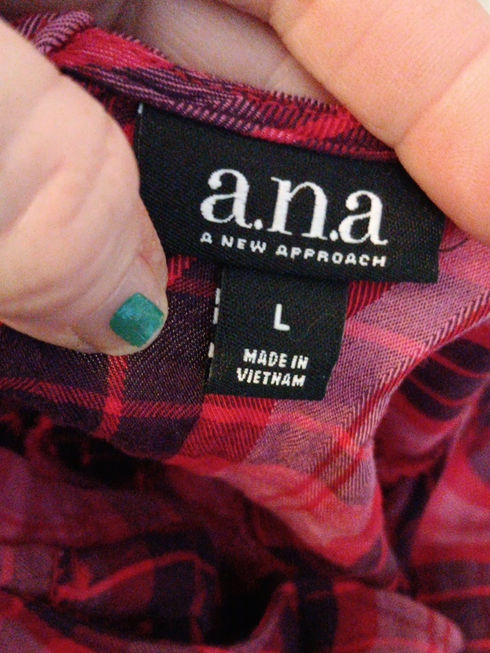 🎆a.n.a Pink and Black Plaid Tiered Peasant Tunic🎆 3/$15 - Picture 2 of 5
